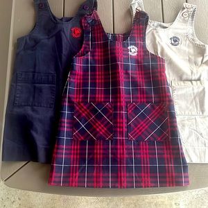 3 Primrose Schools A-Line Jumpers in size 6 & 7. Navy in 7, khaki and plaid 6